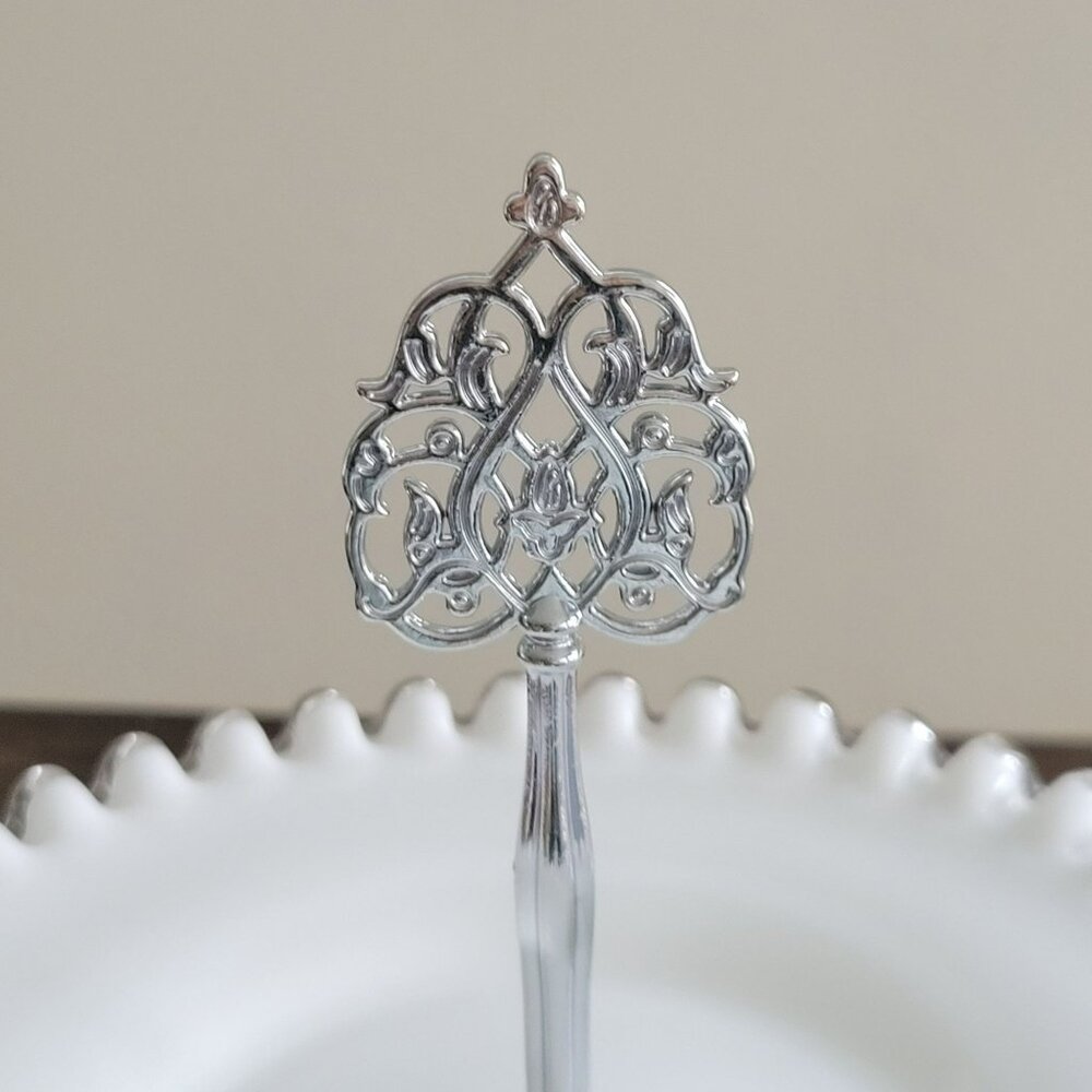 Mismatched Vintage 2-Tiered Glass Dessert Stand Fenton Silver Crest & Heisey - Picture 14 of 16